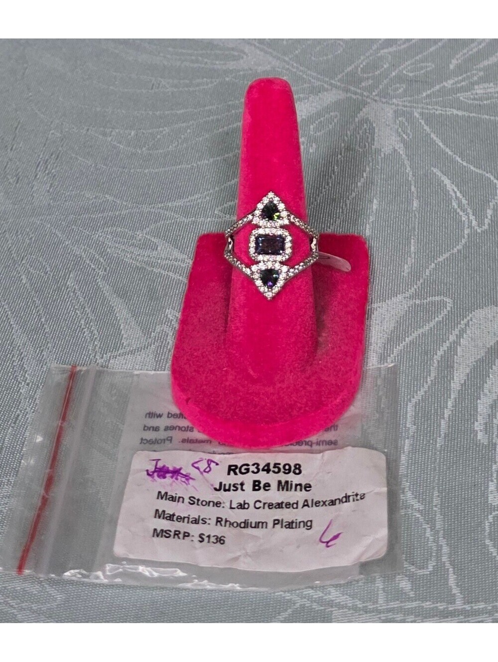 Just Be Mine Lab Created Alexandrite Rhodium Plated Ring Size 6